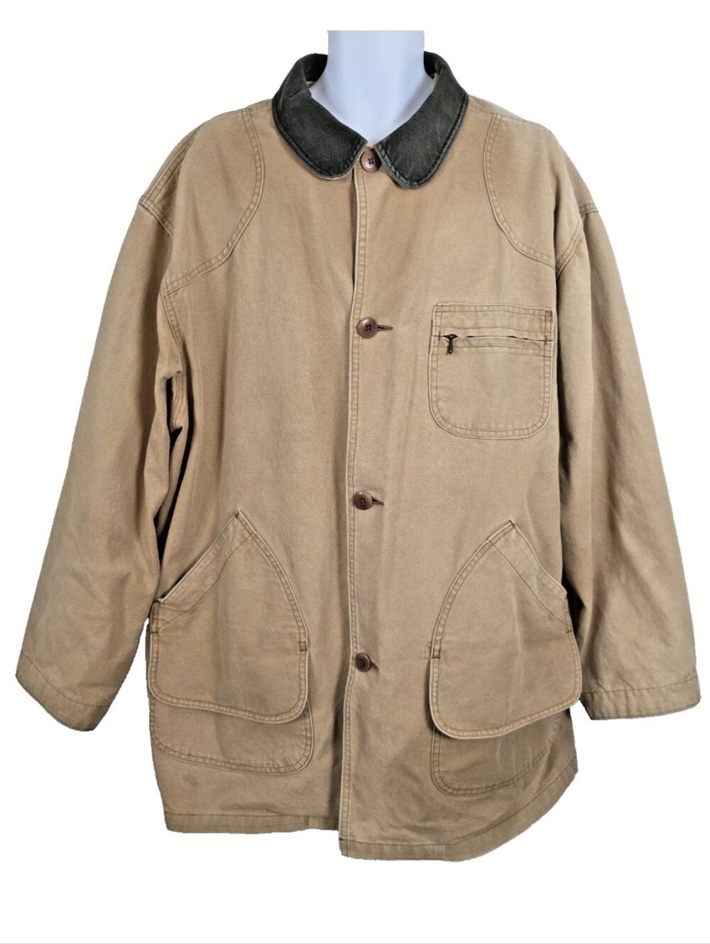 VTG L.L. Bean Men's XXL Tall 2XLT Barn Chore Field Coat Jacket Tan USA No Liner